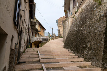 architecture of glimpses of the narrow streets of the town of Papigno