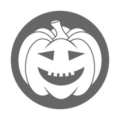 Simple Halloween scary pumpkin with funny face in flat style
