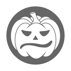 Simple Halloween scary pumpkin with funny face in flat style