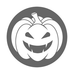 Simple Halloween scary pumpkin with funny face in flat style