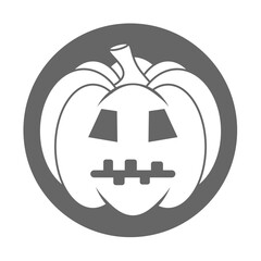 Simple Halloween scary pumpkin with funny face in flat style
