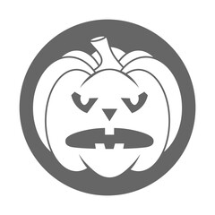 Simple Halloween scary pumpkin with funny face in flat style