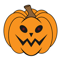 Simple Halloween scary pumpkin with funny face in flat style
