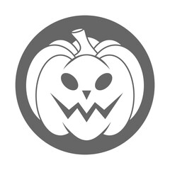 Simple Halloween scary pumpkin with funny face in flat style