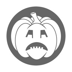 Simple Halloween scary pumpkin with funny face in flat style