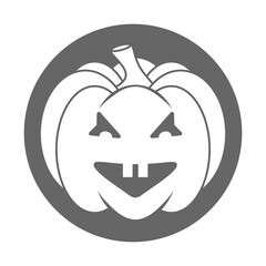 Simple Halloween scary pumpkin with funny face in flat style
