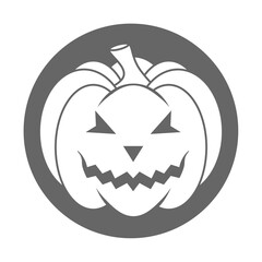 Simple Halloween scary pumpkin with funny face in flat style