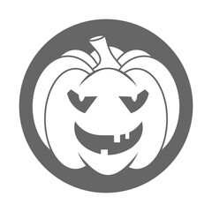 Simple Halloween scary pumpkin with funny face in flat style