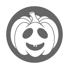 Simple Halloween scary pumpkin with funny face in flat style