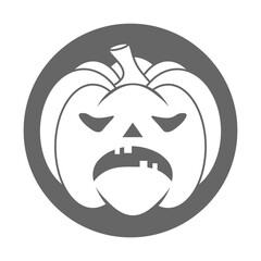 Simple Halloween scary pumpkin with funny face in flat style