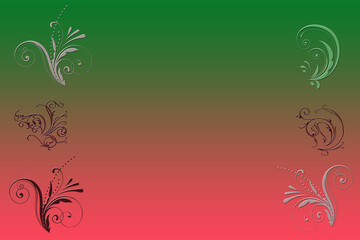 Rot und Grün farbiger Hintergrund mit Floral Muster, Illustration