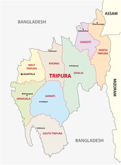 Tripura administrative and political vector map, india