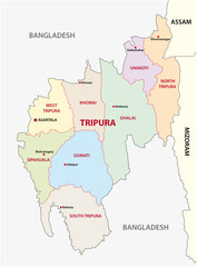 Obraz premium Tripura administrative and political vector map, india