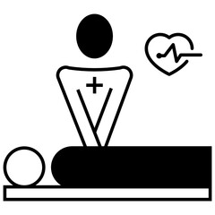 CPR Concept, Cardiopulmonary resuscitation Vector Icon Design, Rescue Response Symbol on White background, paramedic staff design 