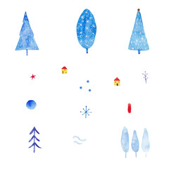 Watercolor color christmas set. Watercolor fabric. Christmas background. Use for design