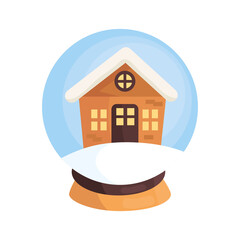 merry christmas house in sphere design, winter season and decoration theme Vector illustration