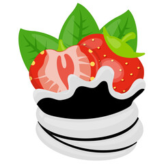 
Strawberry tart with the whipped cream dip on it 
