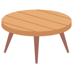 
round coffee table with wooden legs on a white background
