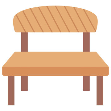 
Wooden park bench or garden furniture flat icon vector 
