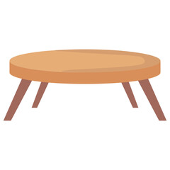 
round coffee table with wooden legs on a white background
