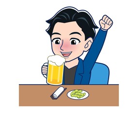 Young man in a blue jacket