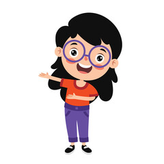 Funny Child Presenting And Pointing