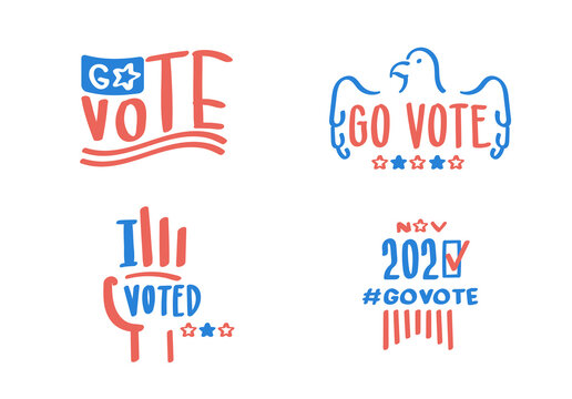 democracy American president voting campaign election 2020 hand-drawing badges