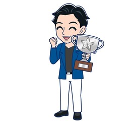 Young man in a blue jacket