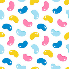 Cute colorful jelly beans candy vector seamless pattern background.