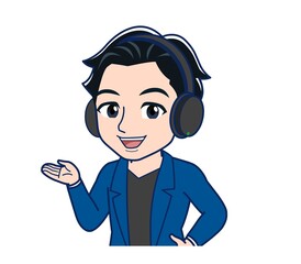 Young man in a blue jacket