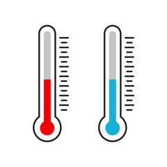 Thermometer icon isolated. Vector illustration. Colored thermometer in flat style