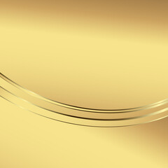 Smooth light gold waves line. Beautiful Gold Satin. Drapery Background. Vector Illustration