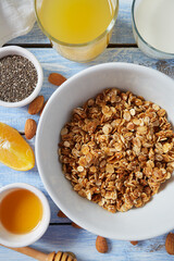 home made granola on wooden surface surface