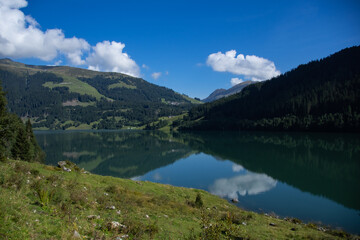 Beautiful "Durlaßboden" reservoir with reflection in the lake