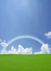 Naklejka premium 丘と虹