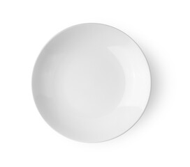 white ceramic plate on white background top view