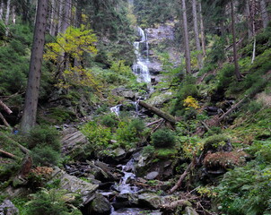Waterfall in a forest - Vysoky vodopad, Jeseniky - Czech Republic