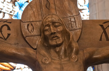 The image of Jesus Christ on the cross in the temple.