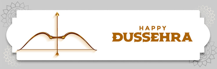 Happy dussehra festival wide banner with bow and arrow vector