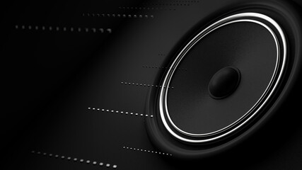 Audio column sound  3d render illustration on black background