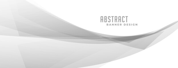 abstract gray wavy shape on white banner design