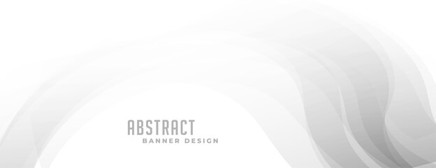 elegant white banner with curvy gray shapes design
