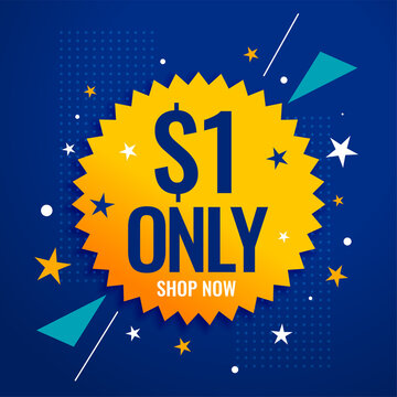 dollar one only sale banner for shopping