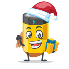 vector illustration of battery mascot or character
