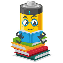 vector illustration of battery mascot or character