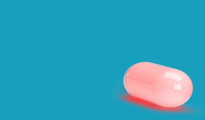 medicine capsules and tablets in 3D on color backdrops