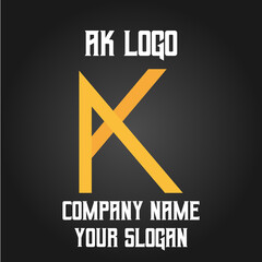 AK initials logo, name initials logo, company initials logo, person initials logo.