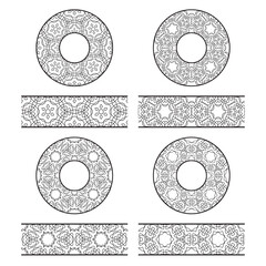 Lace vector brushes templates and round decorations in oriental vintage style.