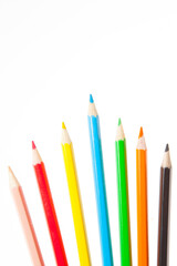 Set of color wooden pencil collection isolated on white background