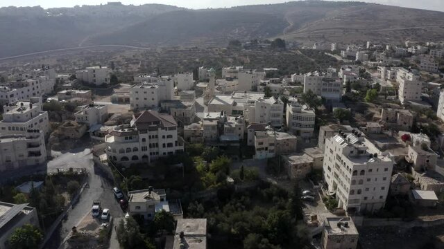 Old Mosque in Beit hanina (Abu Dahuk) the old city -aerial 
Palestine town Northwest East Jerusalem Close to Ramot , Israel
